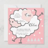 Invitation Simple Mignonne Jumping Agneau blanc 1er Anniversa (Devant)