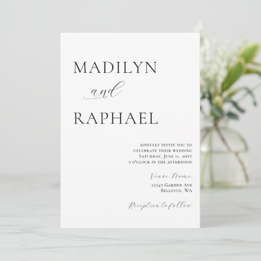 Invitation Simple Minimal Ajouter un Mariage photo (Debout devant)