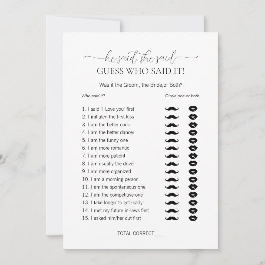 Invitation Simple Minimal, Il Dit Qu'Elle A Dit Fête des mari (Devant)