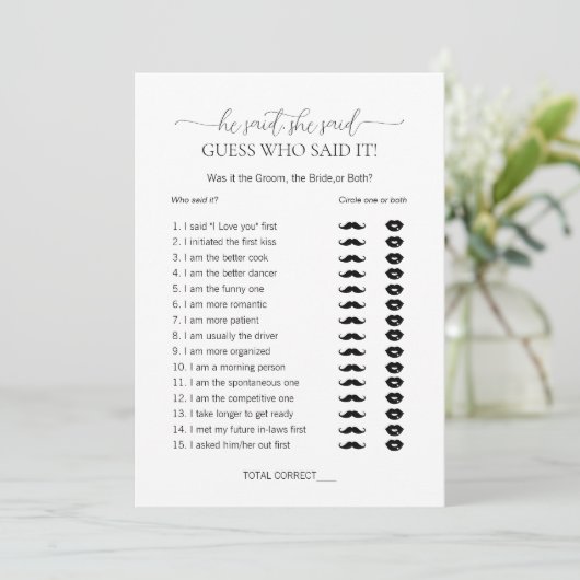 Invitation Simple Minimal, Il Dit Qu'Elle A Dit Fête des mari (Debout devant)