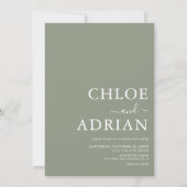 Invitation Simple Minimal Mariage Vert Sauge (Devant)