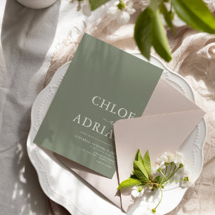 Invitation Simple Minimal Mariage Vert Sauge