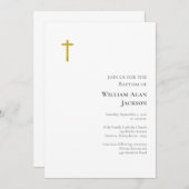 Invitation Simple Minimalist Roman Catholic Baptism (Devant / Derrière)