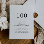 Invitation Simple minimaliste 100e fête d'anniversaire