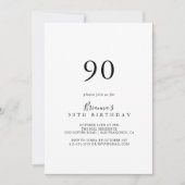 Invitation Simple minimaliste 90e fête d'anniversaire (Devant)