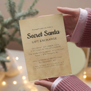 Invitation Simple minimaliste Beige Secret Père Noël fête de