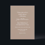 Invitation Simple minimaliste classique chic Fête des mariées<br><div class="desc">Cette invitation à la douche nuptiale polyvalente offre un cadre taupe doux avec un texte blanc élégant, créant une esthétique moderne mais intemporelle parfaite pour célébrer la future mariée. Qu'il s'agisse d'accueillir un rassemblement intime ou un événement plus grand, ce design personnalisable apporte chaleur et sophistication. Disponible sous forme de...</div>