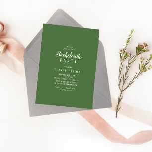 Invitation Simple Minimaliste Dark Sage Bachelorette Party