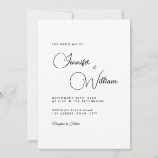 Invitation Simple minimaliste Élégant Mariage blanc moderne