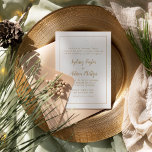 Invitation Simple Minimaliste|Gold Forme Mariage<br><div class="desc">Ce faire-part de mariage simple minimaliste|or à cadre formel est parfait pour un mariage élégant. Le design classique comprend un cadre de bordure de base en or et une typographie dorée et blanche avec un look minimaliste moderne. QSD117</div>