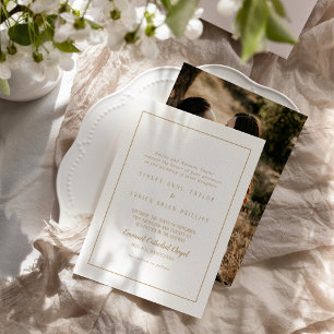 Invitation Simple Minimaliste Gold Photo Mariage