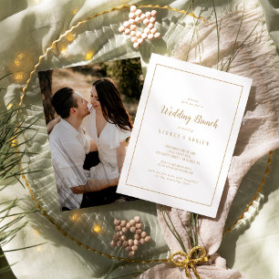 Invitation Simple Minimaliste Gold Photo Mariage Brunch Frame