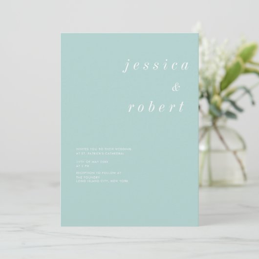 Invitation Simple minimaliste Mariage Airtel Pastel (Debout devant)
