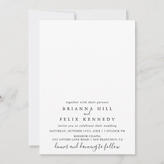 Invitation Simple minimaliste Mariage artistique (Devant)