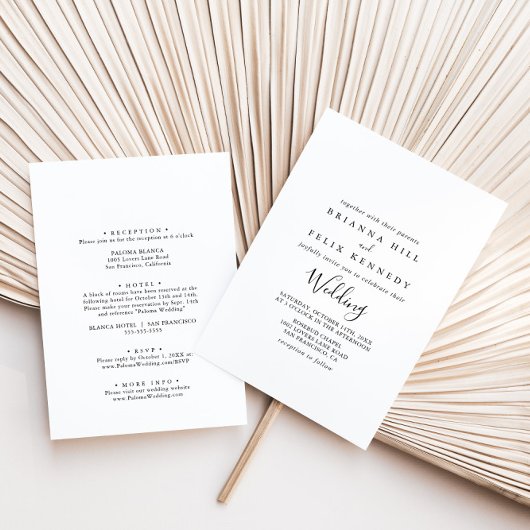 Invitation Simple minimaliste Mariage avant et arrière