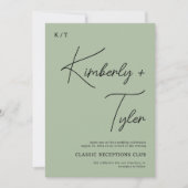 Invitation Simple minimaliste mariage de script vert sauge (Devant)