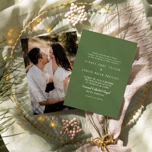 Invitation Simple Minimaliste Mariage photo de couleur foncée