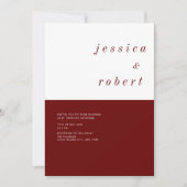 Invitation Simple minimaliste Mariage rouge et blanc (Devant)