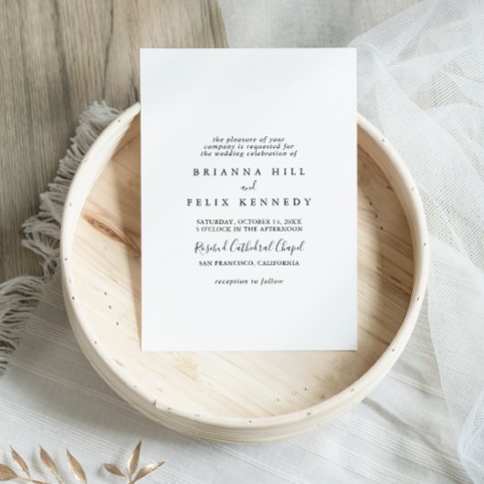 Invitation Simple minimaliste Mariage traditionnel
