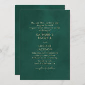 Invitation Simple minimaliste mariage vert émeraude (Devant / Derrière)