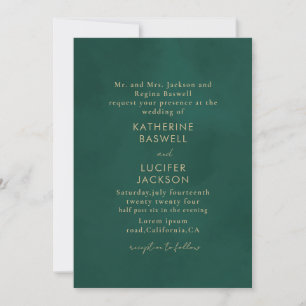 Invitation Simple minimaliste mariage vert émeraude