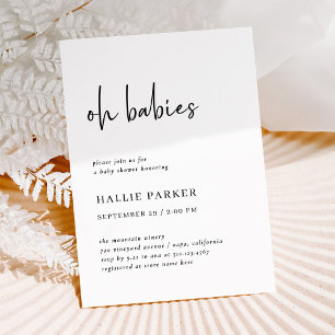 Invitation Simple minimaliste moderne Baby shower Oh Babies