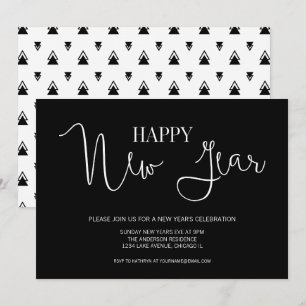 Invitation Simple minimaliste moderne fête de réveillon du No