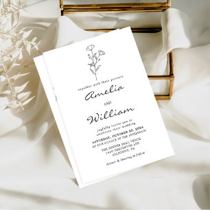 Invitation Simple minimaliste moderne Mariage d'esquisse flor