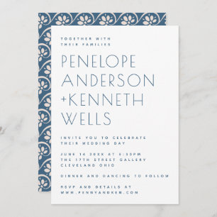 Invitation Simple minimaliste moderne Mariage floral bleu mod