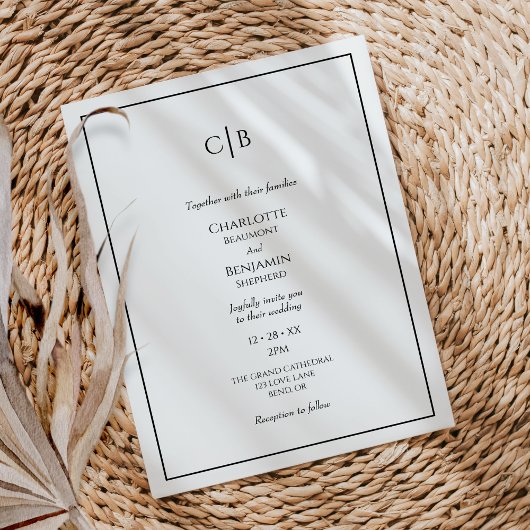 Invitation Simple minimaliste moderne Mariage Monogramme