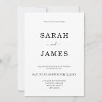 Simple minimaliste moderne Mariage noir et blanc