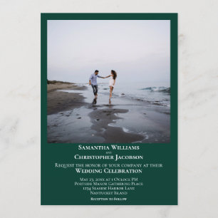 Invitation Simple minimaliste moderne Mariage photo vert émer