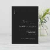 Invitation Simple minimaliste noir QR Code Mariage photo (Debout devant)