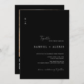 Invitation Simple minimaliste noir QR Code Mariage photo (Devant / Derrière)