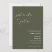 Invitation Simple minimaliste Olive Green Mariage moderne (Devant)