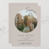 Invitation Simple Minimaliste Photo | Mariage Beige  (Devant / Derrière)