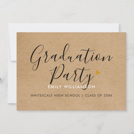 Invitation Simple minimaliste Rustic Script Graduation Party (Devant)