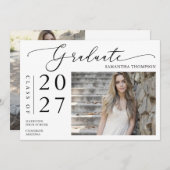 Invitation Simple minimaliste Script de l'école Graduation Ph (Devant / Derrière)