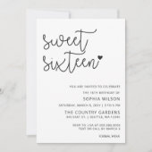 Invitation Simple minimaliste Script Sweet 16 Anniversaire Ph (Devant)