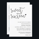 Invitation Simple minimaliste Script Sweet 16 Anniversaire Ph<br><div class="desc">Simple minimaliste Script Sweet 16 Anniversaire Photo Invitation</div>