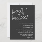 Invitation Simple minimaliste Script Sweet 16 Anniversaire Ph (Devant)