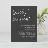Invitation Simple minimaliste Script Sweet 16 Anniversaire Ph (Debout devant)