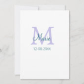 Invitation simple minimum ajouter nom monogramme violet vert  (Devant)