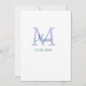 Invitation simple minimum ajouter nom monogramme violet vert  (Dos)