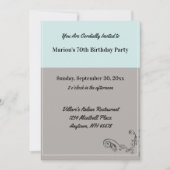 Invitation Simple Mint Blue Grey Restaurant de fête d'anniver (Devant)