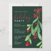 Invitation Simple Mistletoe Corporate Xmas Party Green (Devant)