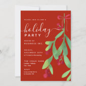Invitation Simple Mistletoe Entreprise Fête de Noël Rouge (Devant)