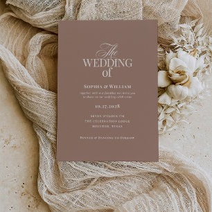 Invitation Simple Mocha Taupe Luxe Mariage Neutre