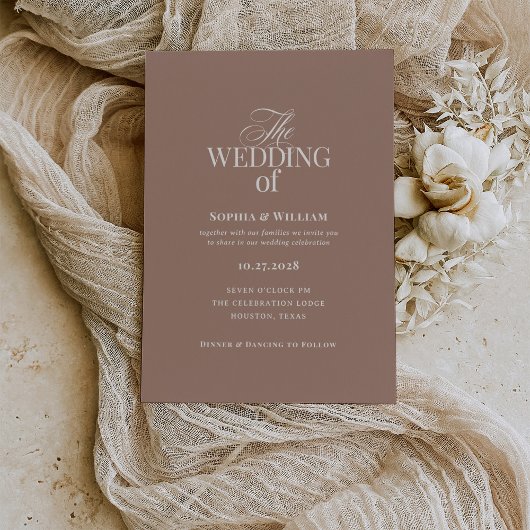 Invitation Simple Mocha Taupe | Luxe Mariage Neutre