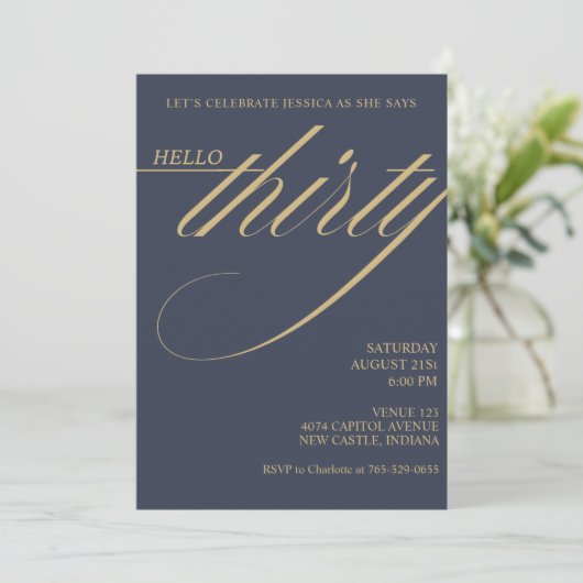 Invitation Simple Modern 30th Birthday (Debout devant)